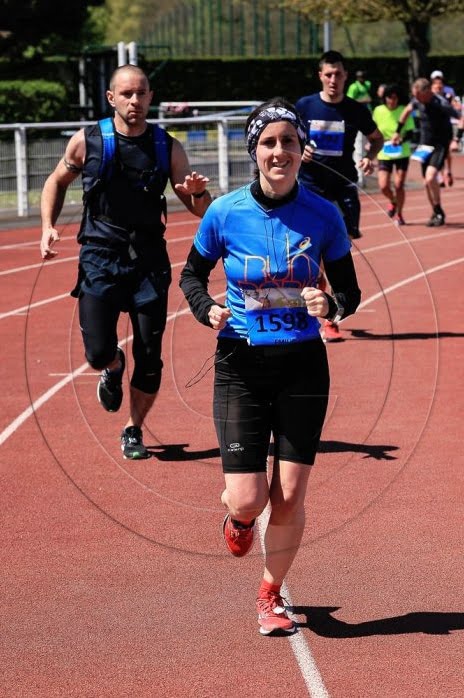 Mimi à l'arrivée du marathon